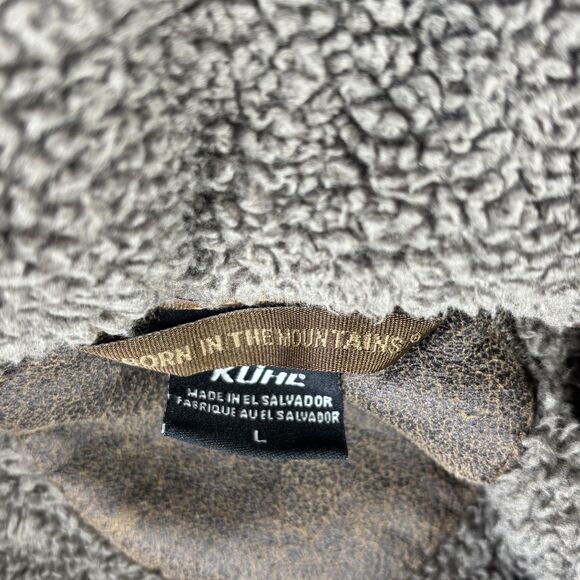 KUHL Flight Jacket Womens Large Brown Sherpa Fleece Hooded Full Zip Thumbholes - Picture 7 of 13